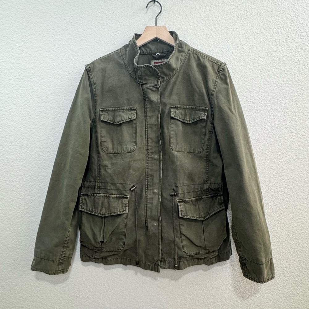 Levi’s Women’s Utility Military Jacket L  Cotton Field Coat Fair Isle Lining